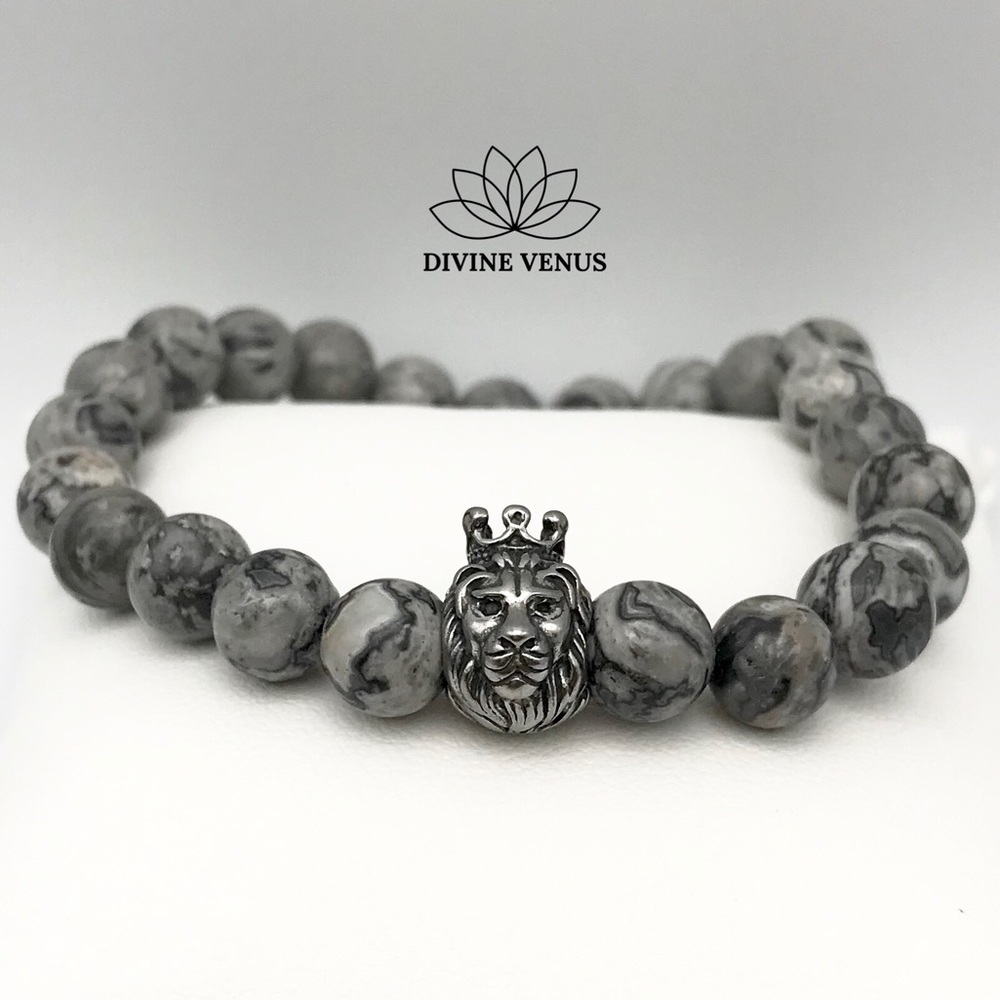 Picasso Jasper Stone Lion Stretch Bracelet